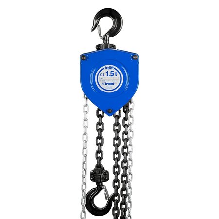 TRACTEL Tralift Manual Chain Hoist, 3,000 lb. (1.5 Ton) Load Capacity, 10 ft. Lift 19729